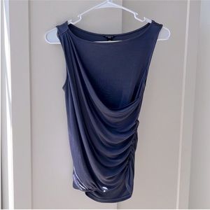 Ann Taylor Navy Blouse Sleeveless Ruched Tank Top